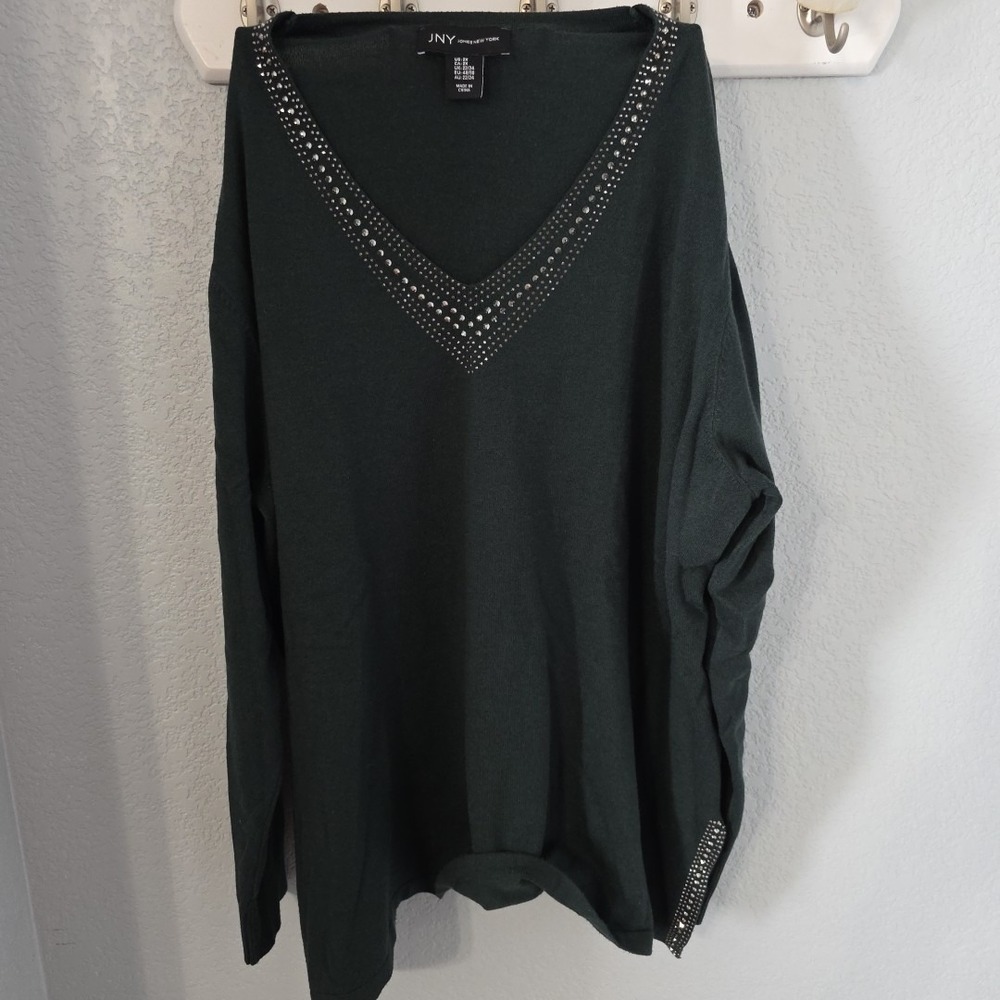 Jones NY Women's Pullover Sweater Emerald‎ Green Size 2XL